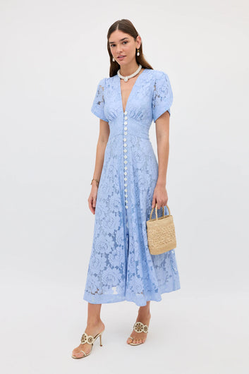 RIXO Novaro Dress in Vintage Blue