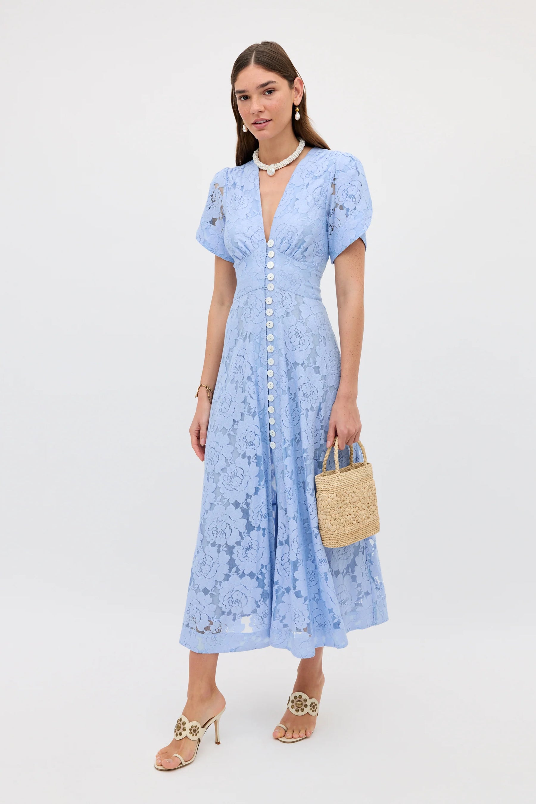 RIXO Novaro Dress in Vintage Blue