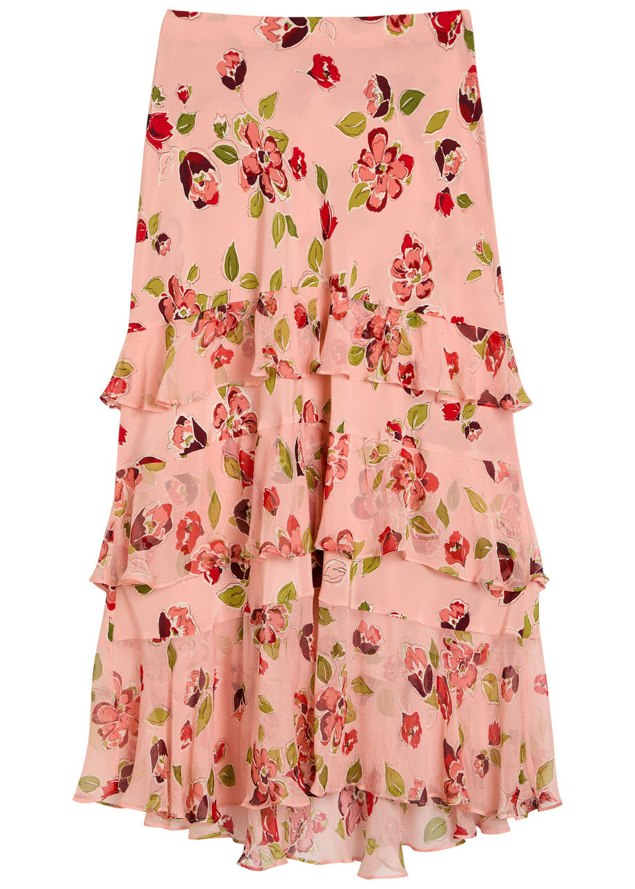 RIXO Preslee Skirt in Kimmie Floral Pink