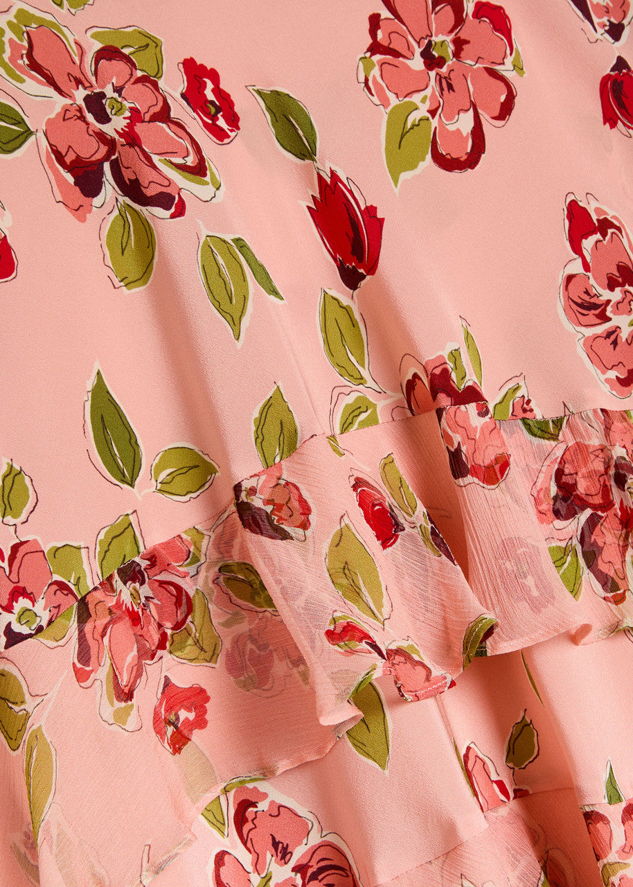 RIXO Ester Dress in Bouquet Devore Pink