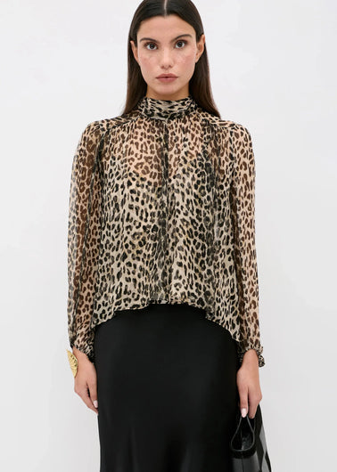 RIXO Rya Top - Nina Leopard Mocha