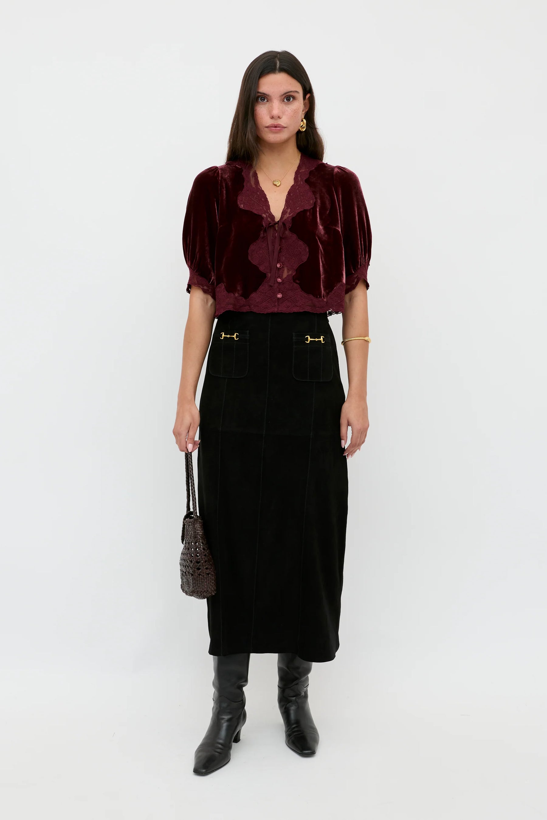 RIXO Ursula Top - Bordeaux