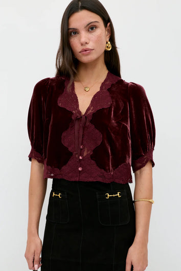 RIXO Ursula Top - Bordeaux