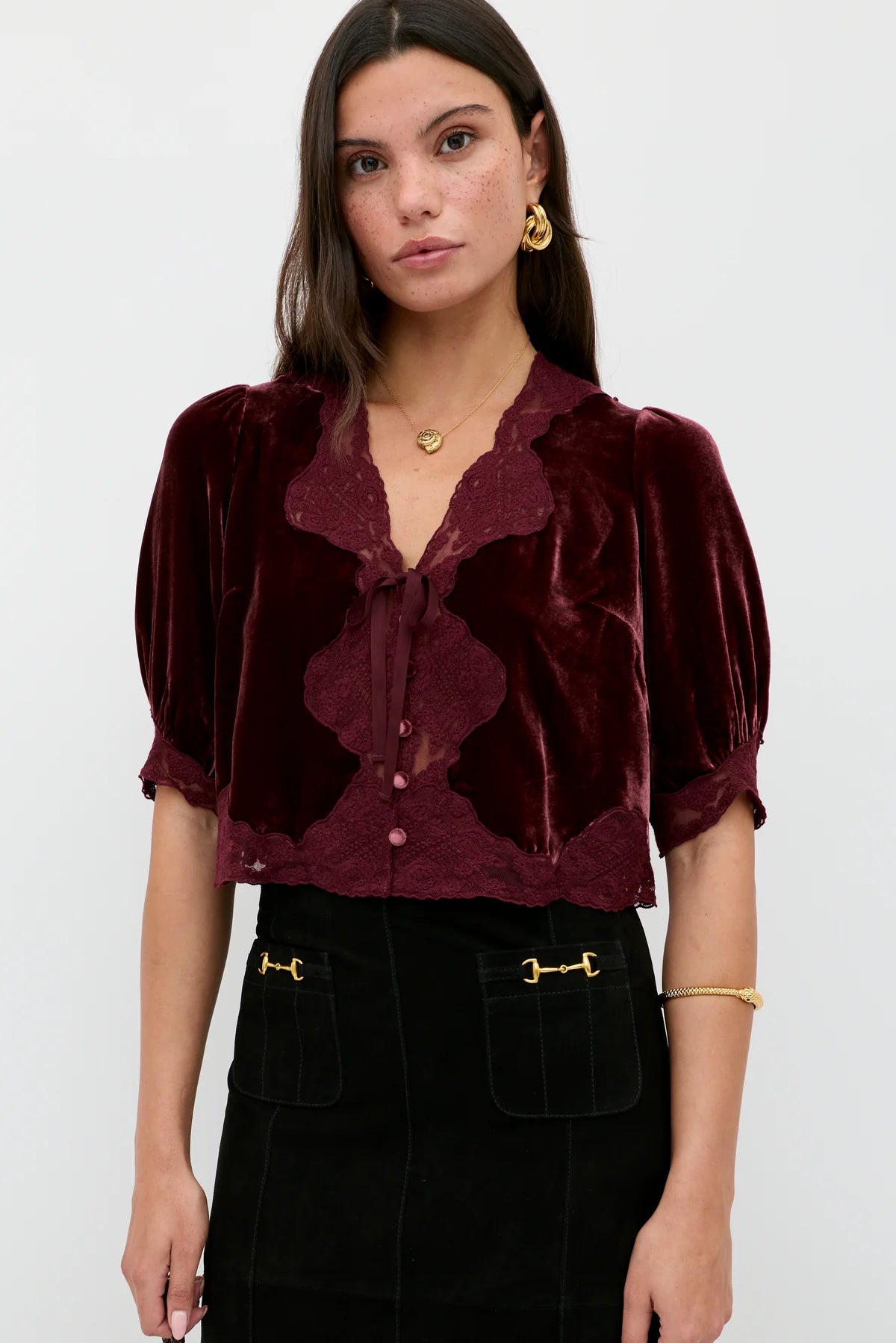 RIXO Ursula Top - Bordeaux