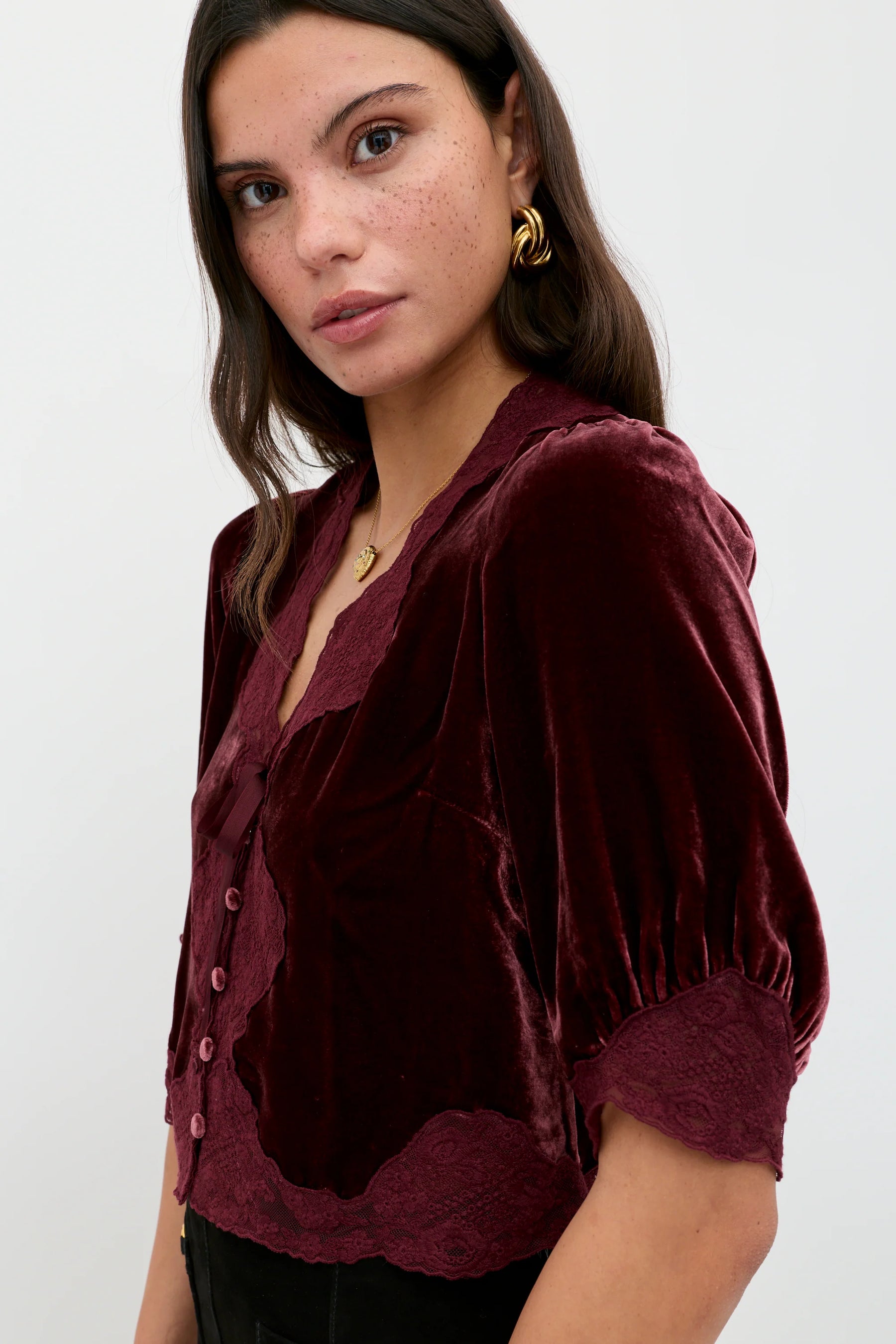 RIXO Ursula Top - Bordeaux