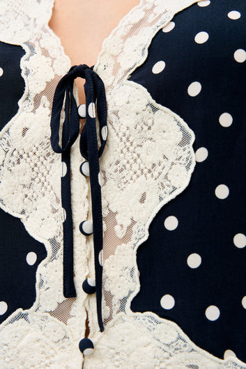 RIXO Ursula Top - Layla Dot Navy