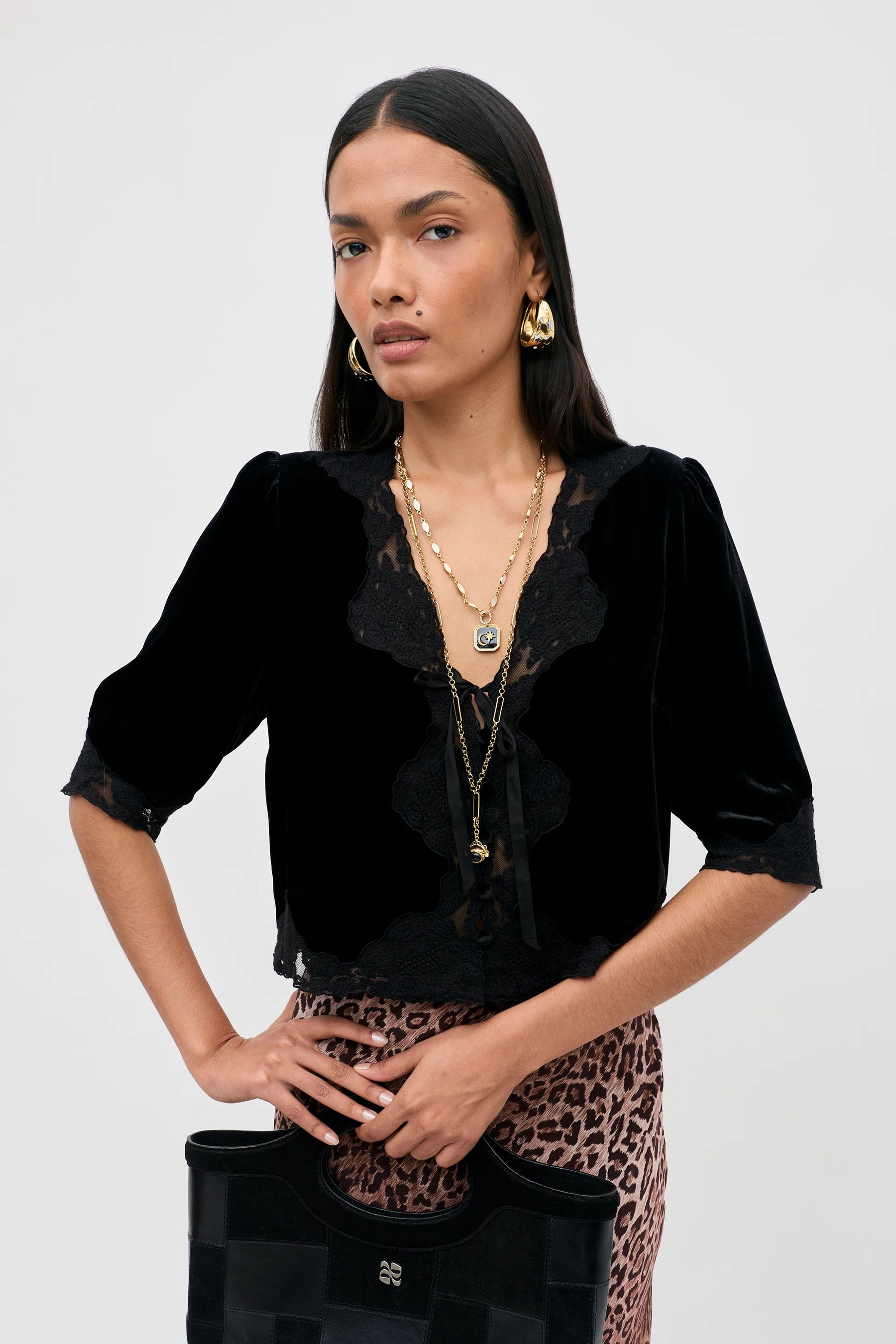 RIXO Ursula Top in Black