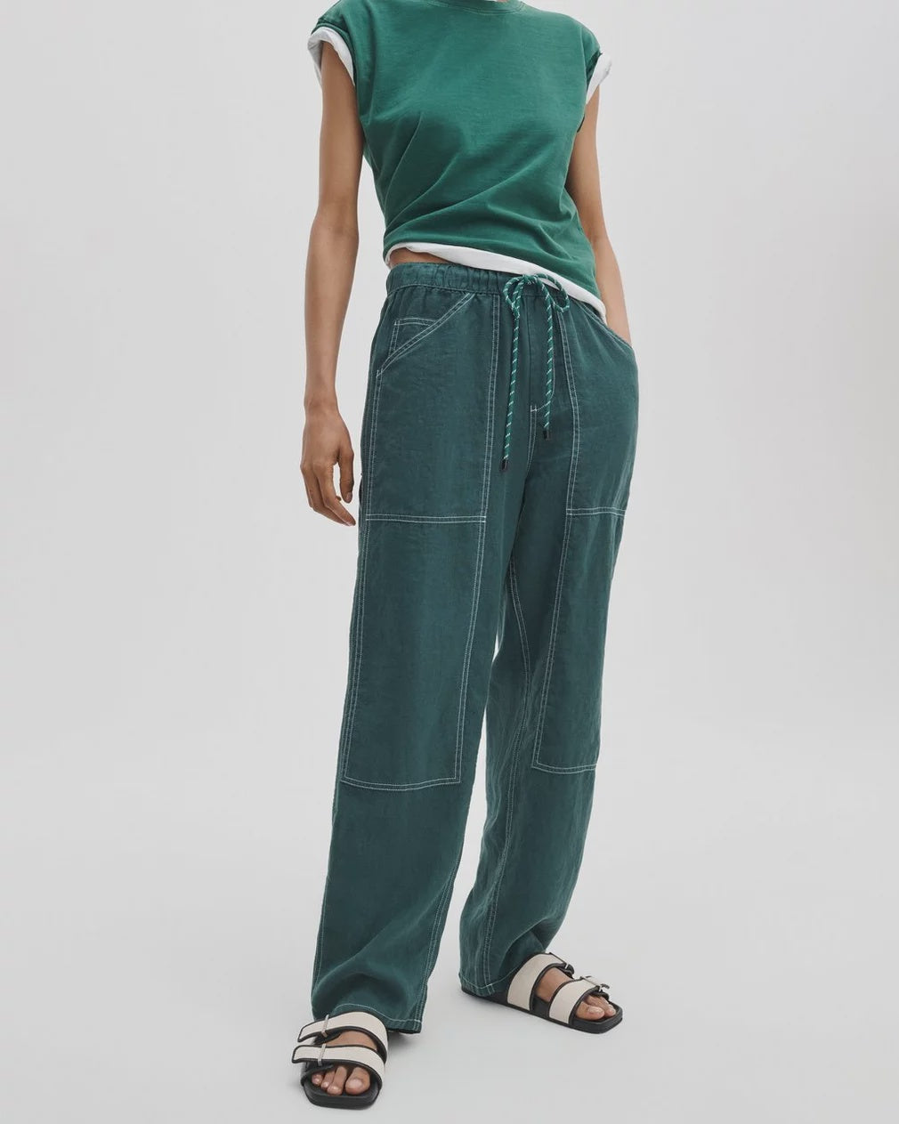 Rag & Bone Atlas Linen Pant - Forest