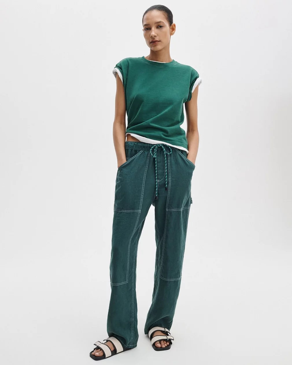 Rag & Bone Atlas Linen Pant - Forest