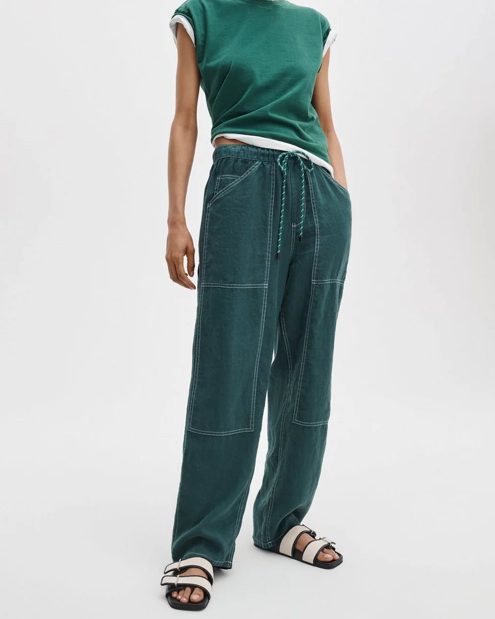 Rag & Bone Atlas Linen Pant - Forest