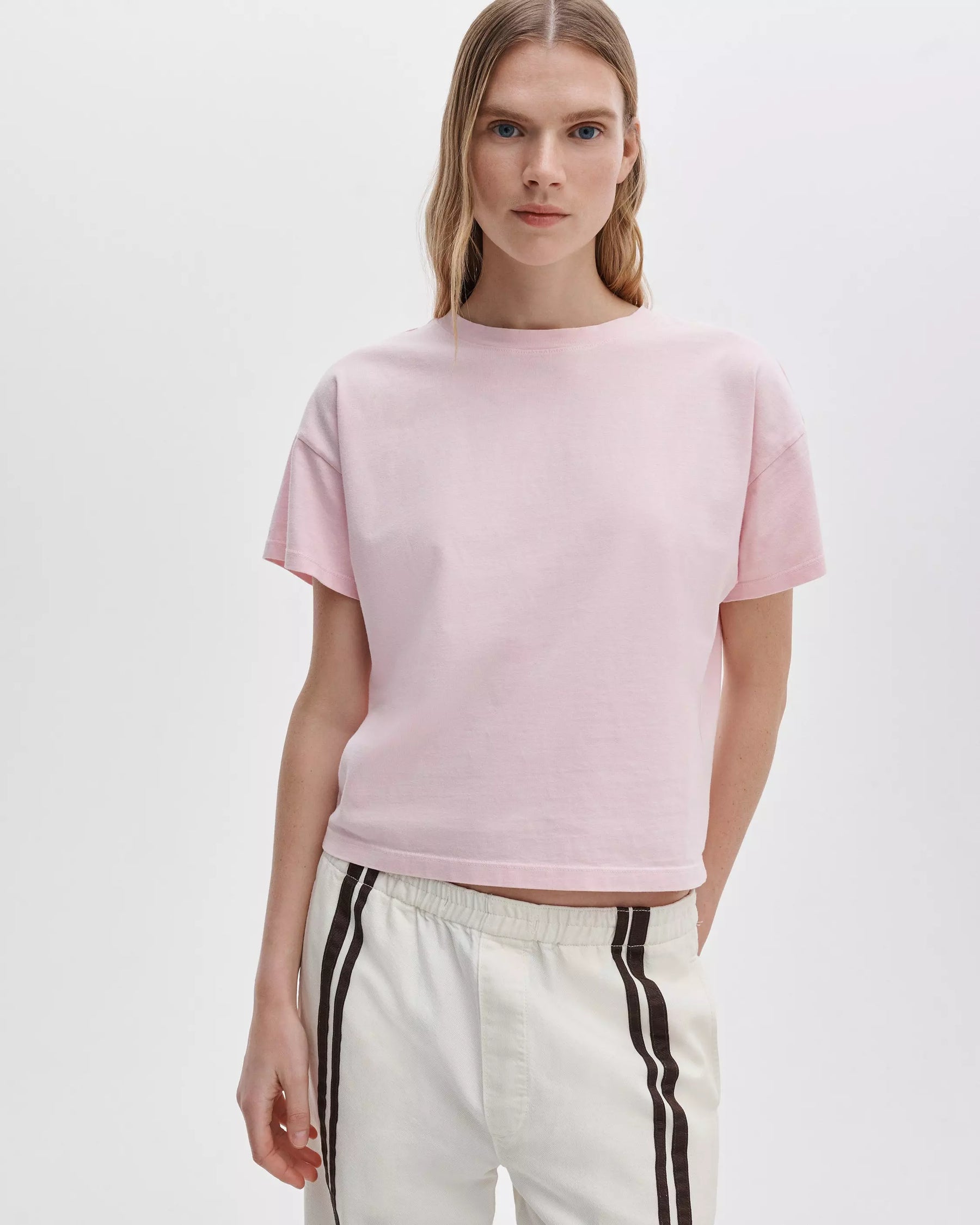 Rag &amp; Bone Distressed Washed Kelly Boxy Tee in Peony