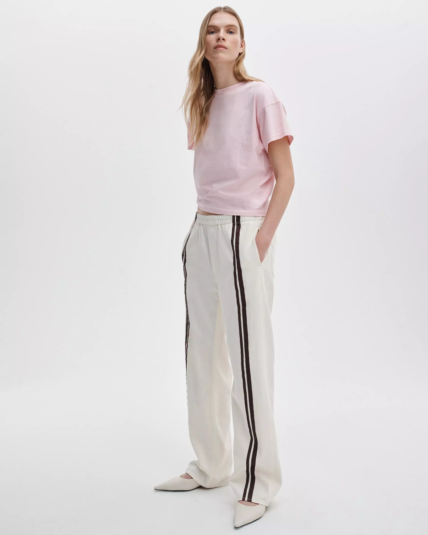 Rag &amp; Bone Distressed Washed Kelly Boxy Tee in Peony