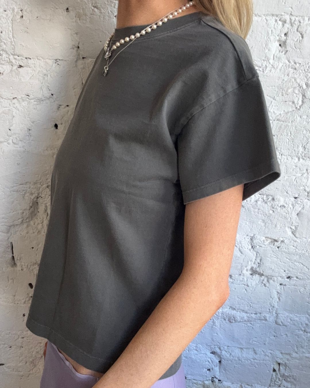 Rag & Bone Distressed Washed Kelly Boxy Tee - Slate