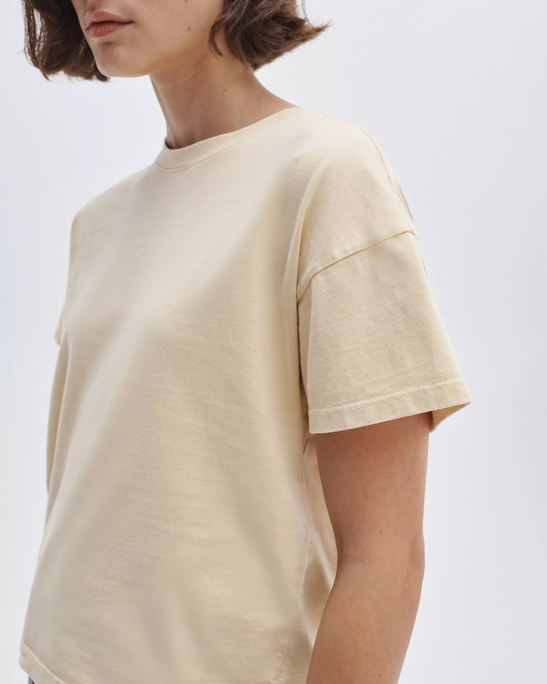 Rag & Bone Distressed Washed Kelly Boxy Tee in Butter