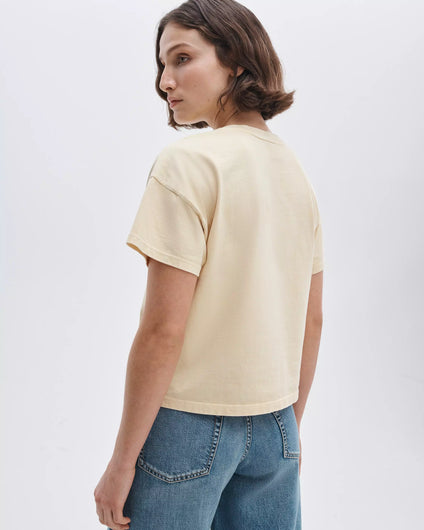 Rag & Bone Distressed Washed Kelly Boxy Tee in Butter