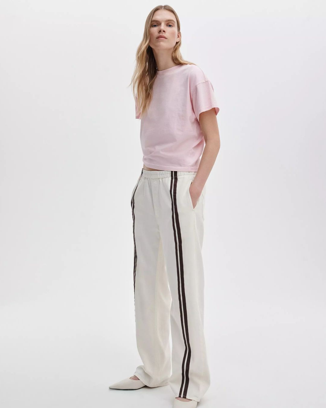 Rag & Bone Distressed Washed Kelly Boxy Tee in Peony