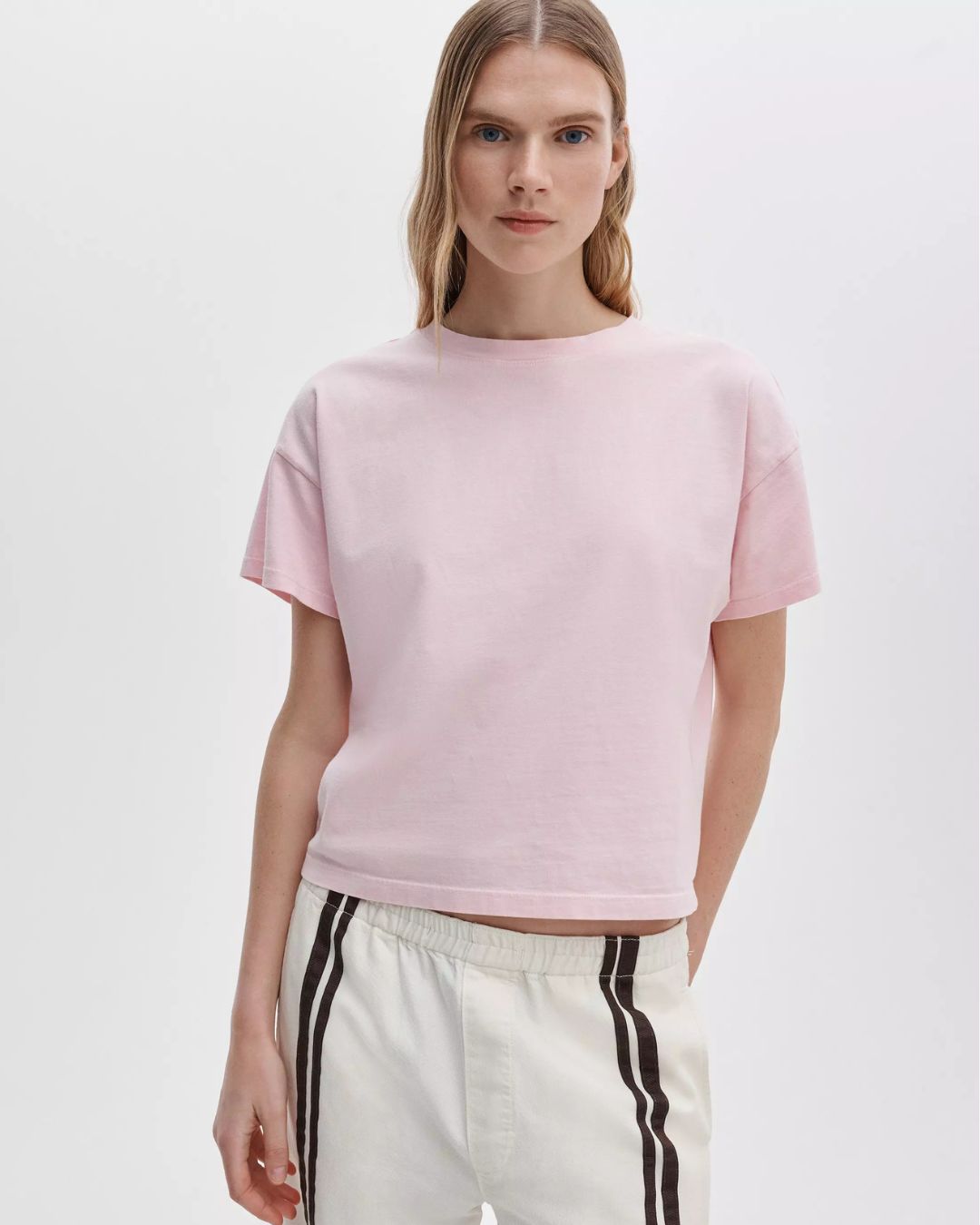 Rag & Bone Distressed Washed Kelly Boxy Tee in Peony