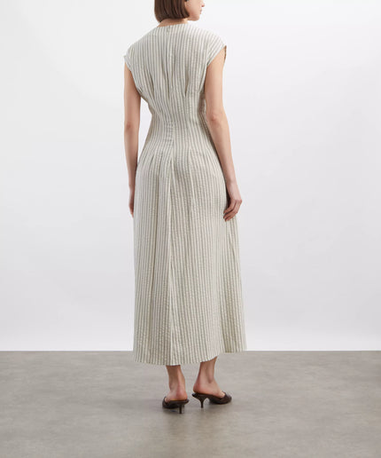 Rag & Bone Ines Stripe Satin Dress in Cream Stripe