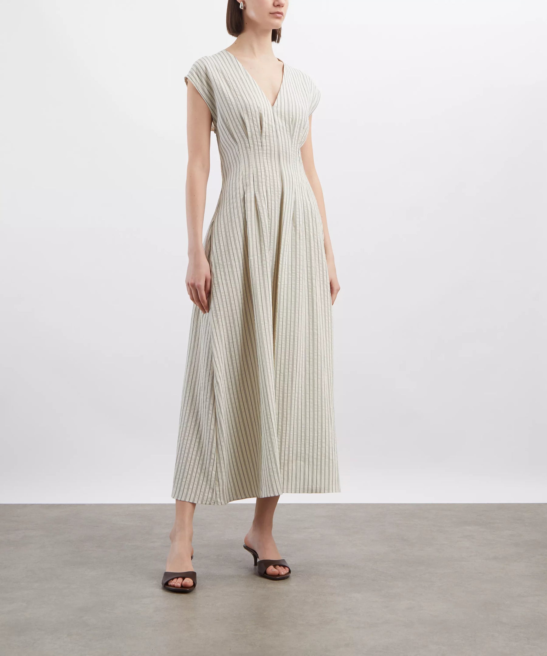 Rag & Bone Ines Stripe Satin Dress in Cream Stripe