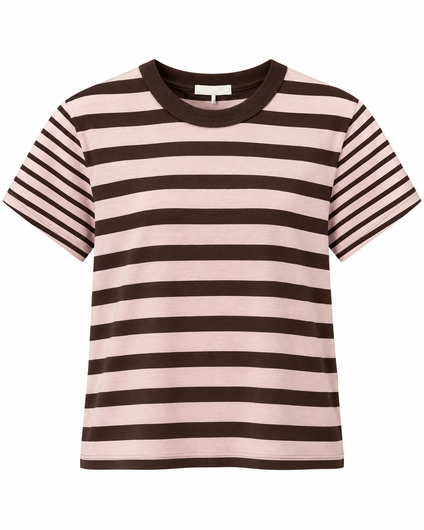 Rag & Bone Kelly Mixed Stripe Perfect Tee - Pink, Brown Multi