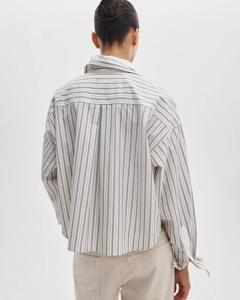 Rag & Bone Marin Stripe Layered Shirt in Cream Stripe