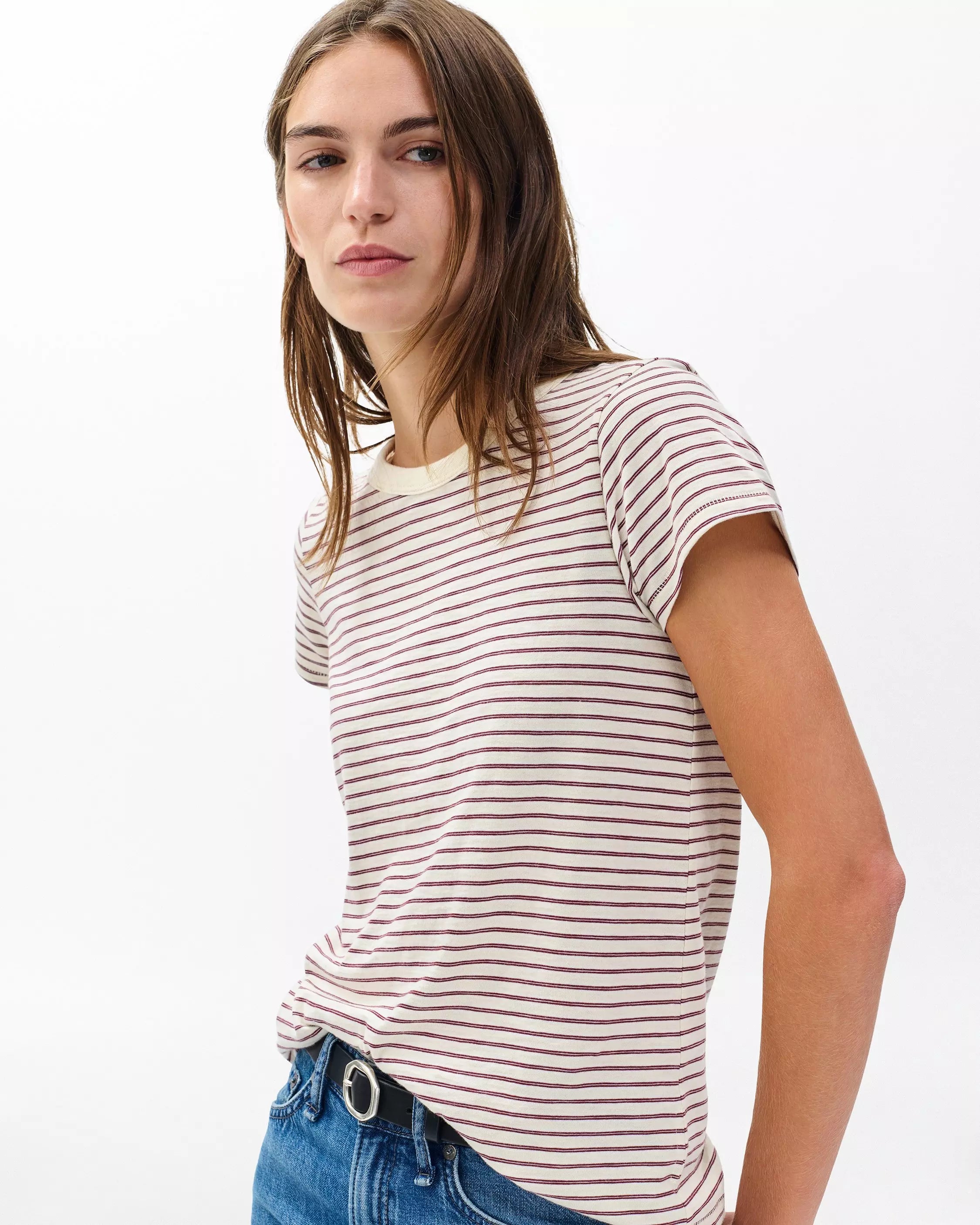 Rag & Bone The Slub Striped Tee in Laciv