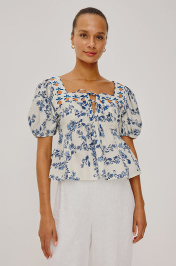 Rails Presley Top - Ceramic Floral Blue