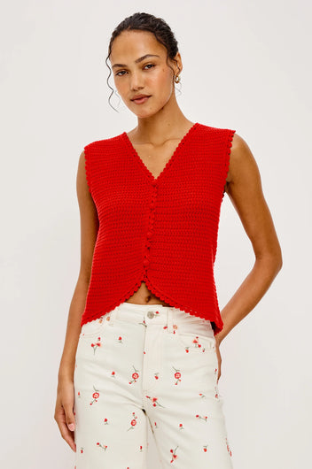 Rails Calypso Cotton Knit Vest - Scarlet