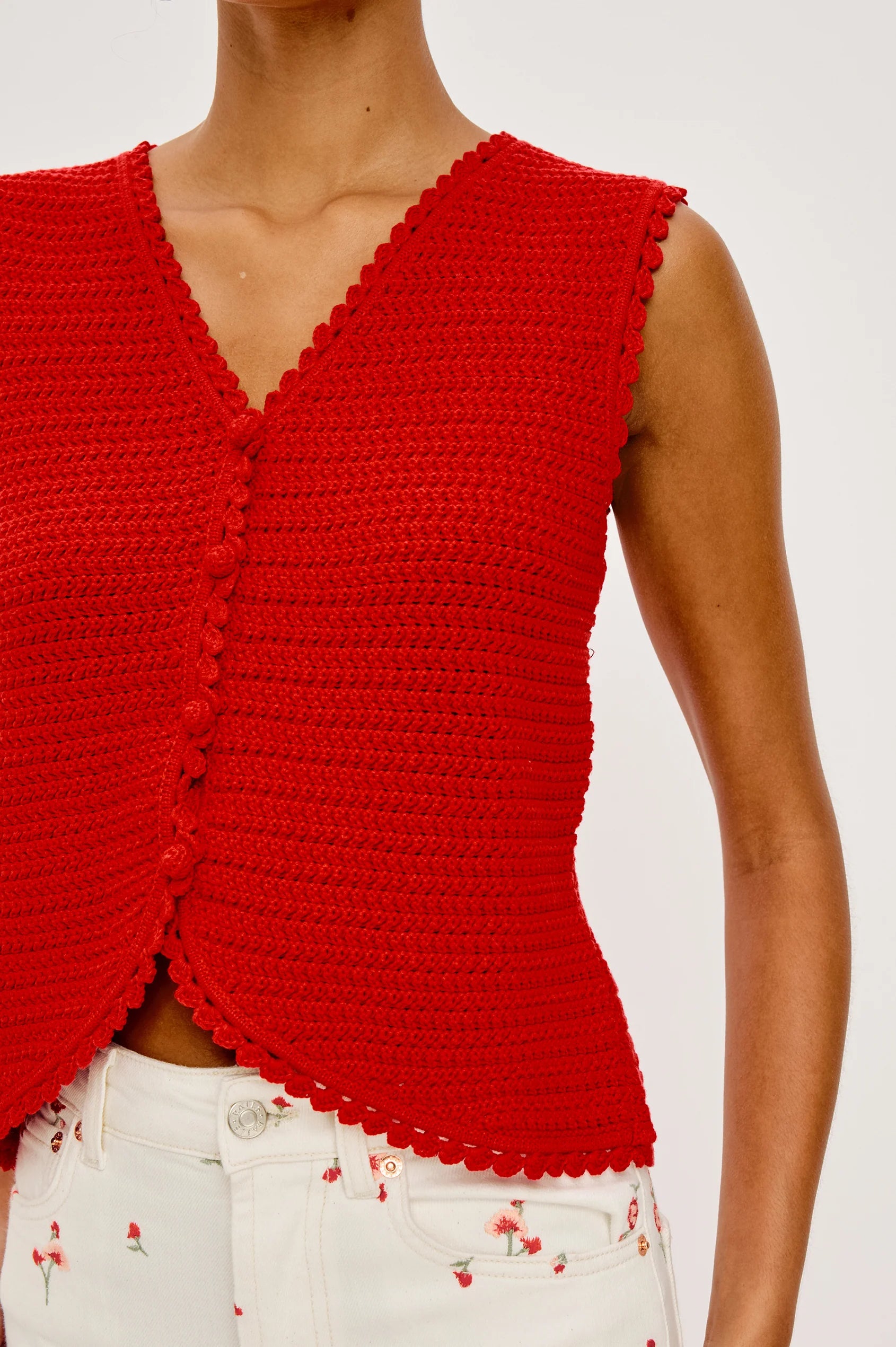 Rails Calypso Cotton Knit Vest - Scarlet