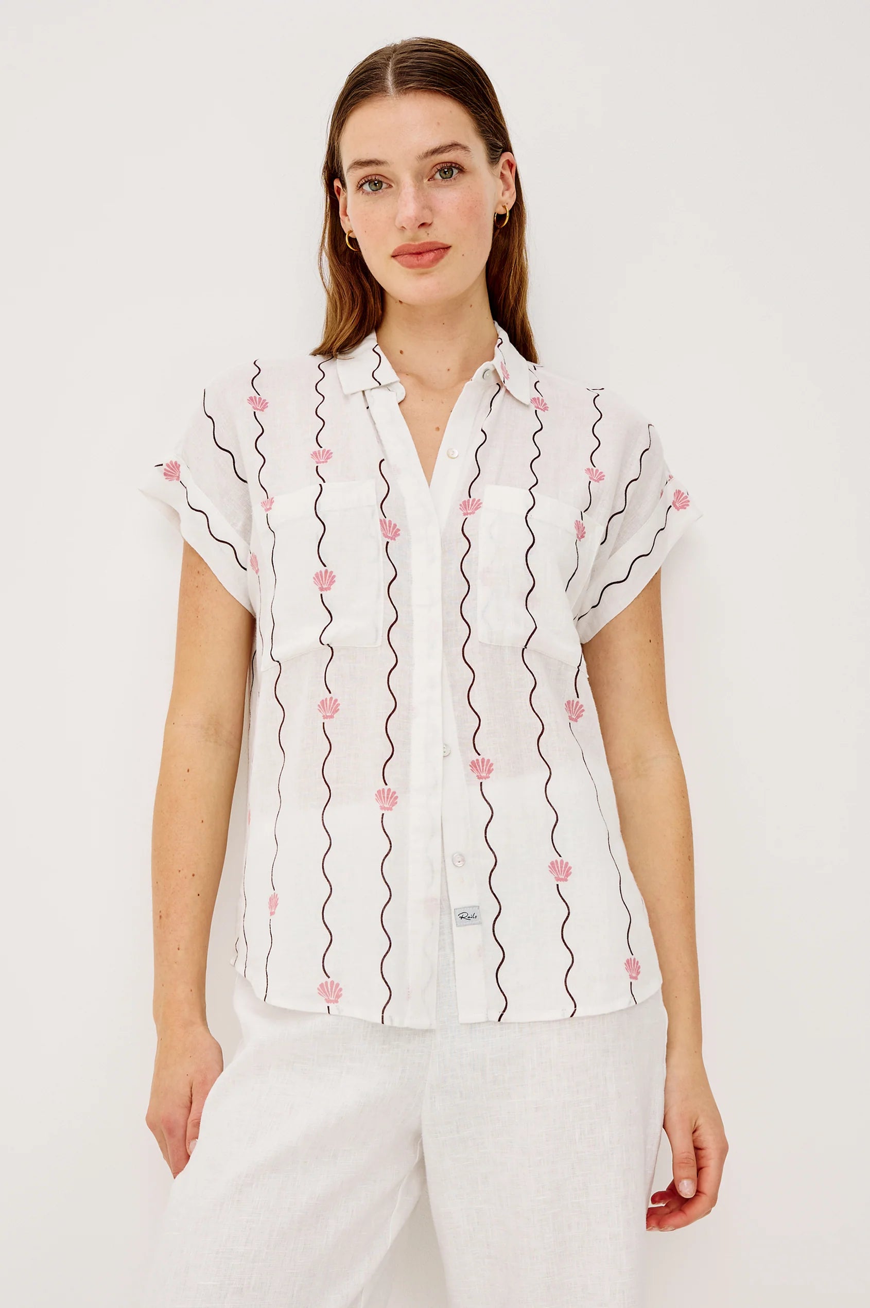Rails Cito Top in Striped Seashells front