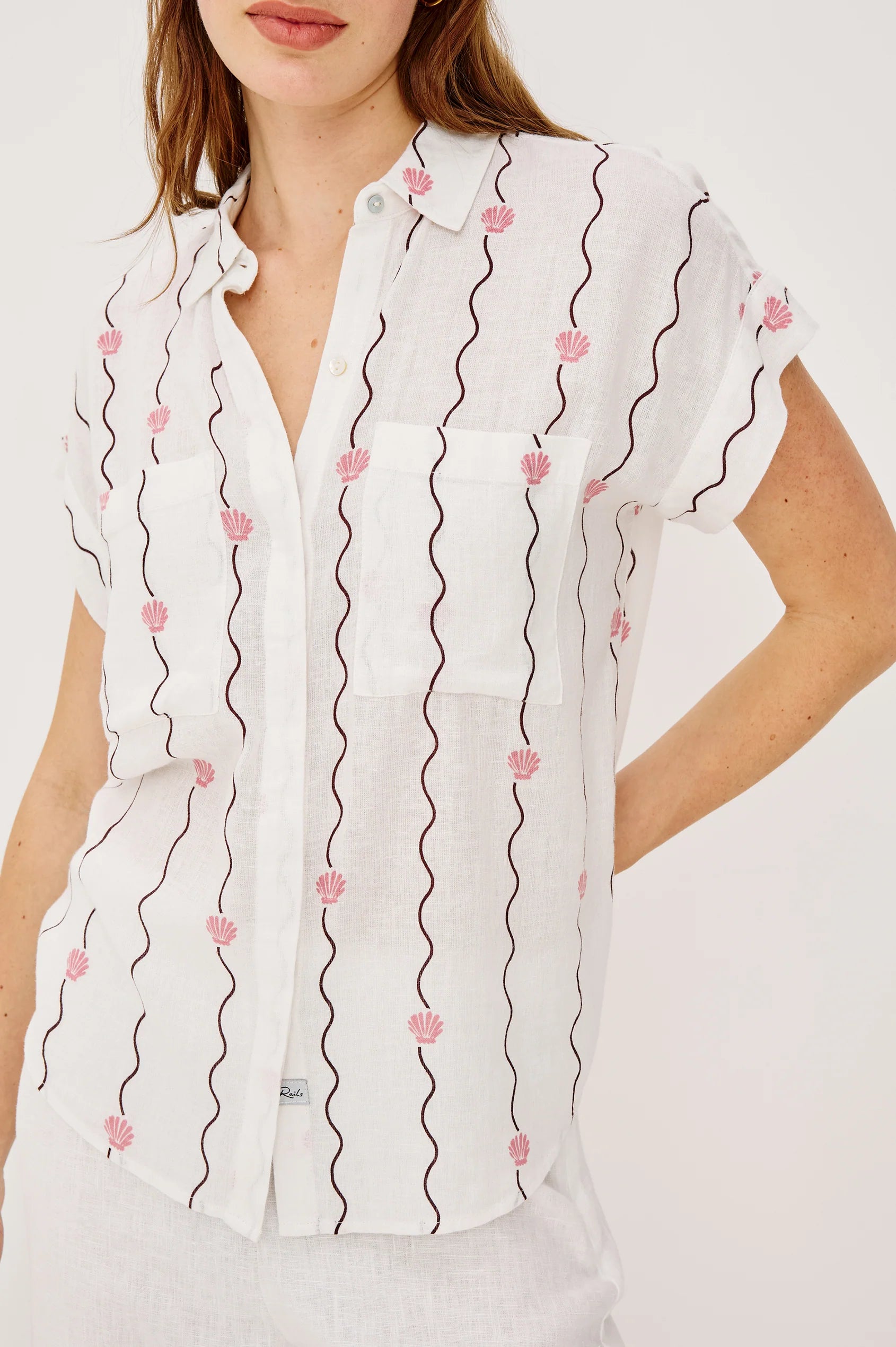 Rails Cito Top in Striped Seashells detailed shot