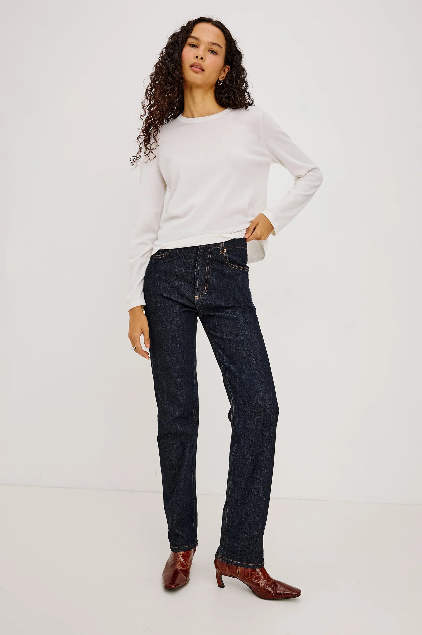 Rails Cotton Cashmere Long Sleeve - White