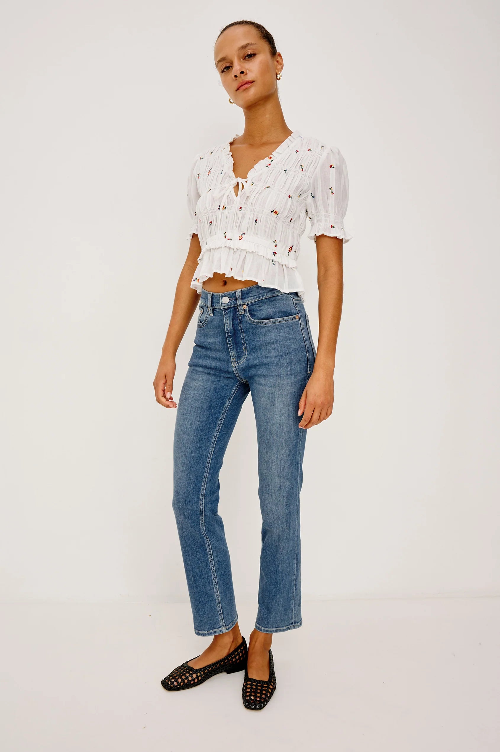 Rails Fontaine Blouse - White Wild Flowers