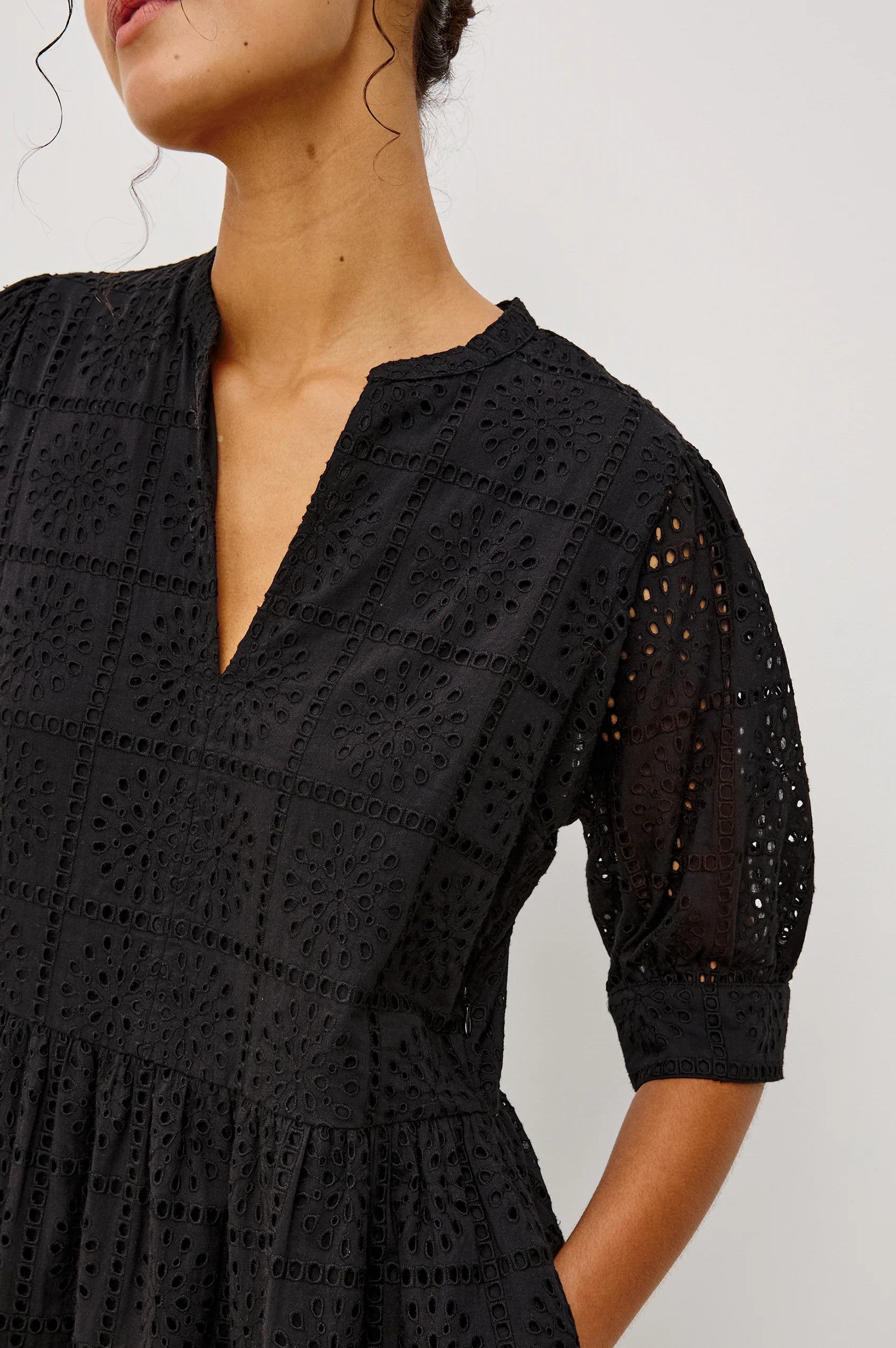 Rails Nella Dress - Black Grid Embroidery
