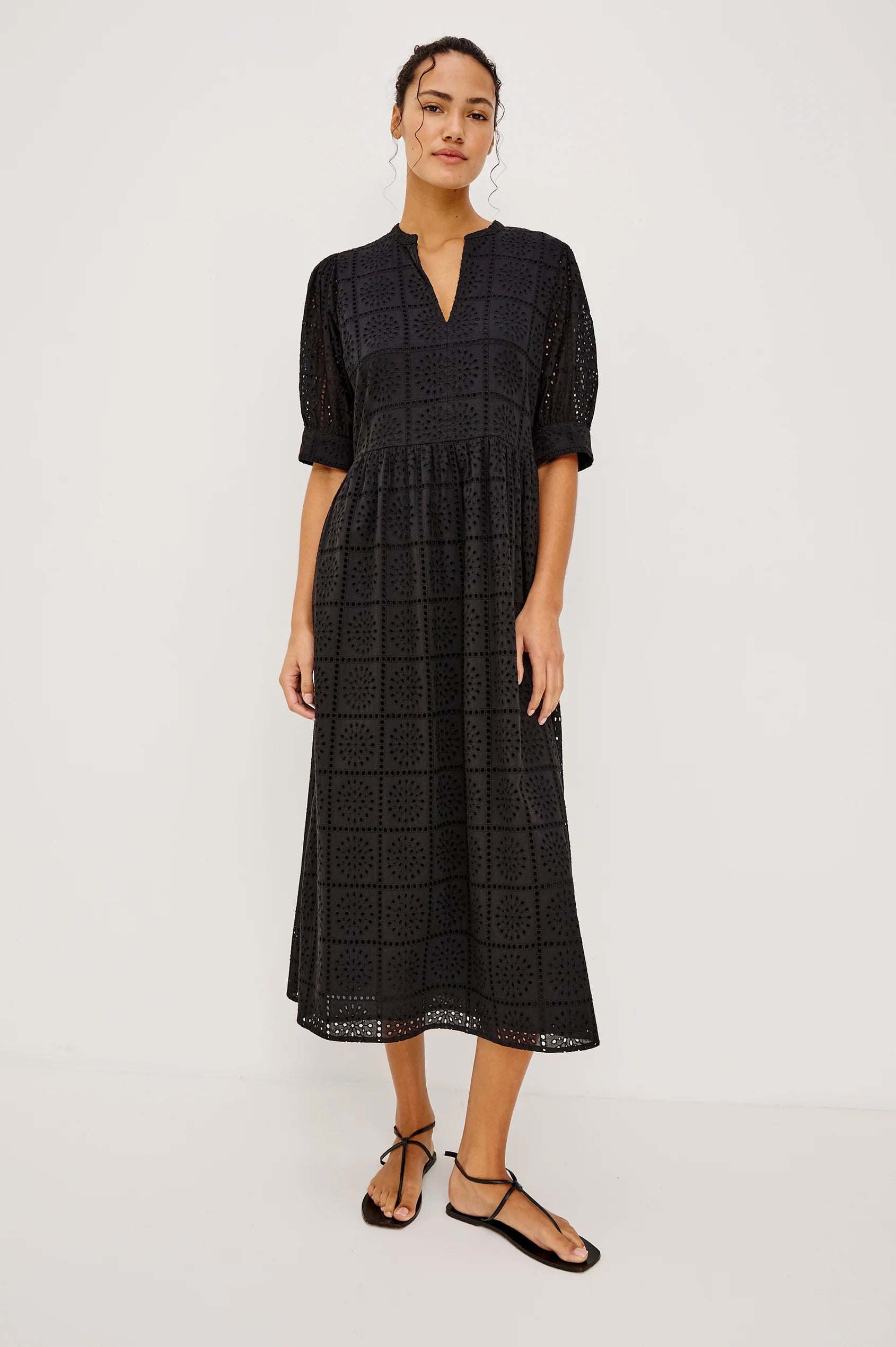 Rails Nella Dress - Black Grid Embroidery