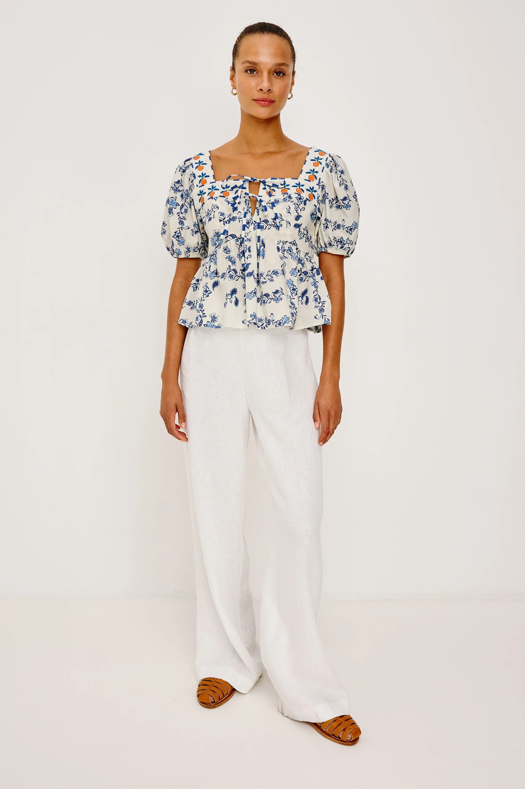 Rails Presley Top - Ceramic Floral Blue