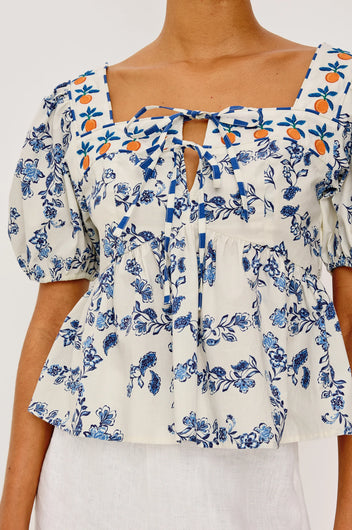 Rails Presley Top - Ceramic Floral Blue