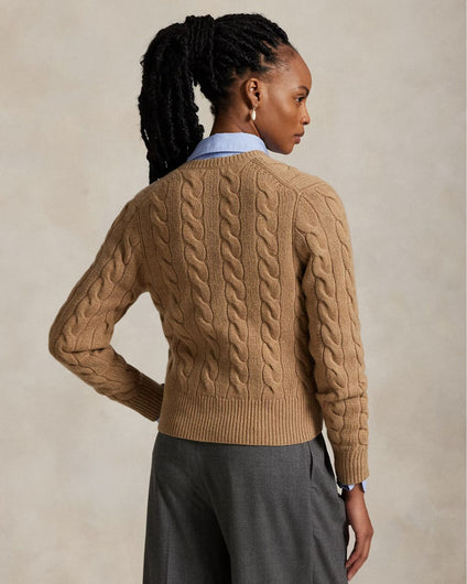 Ralph Lauren Cable Cardigan - Camel Melange