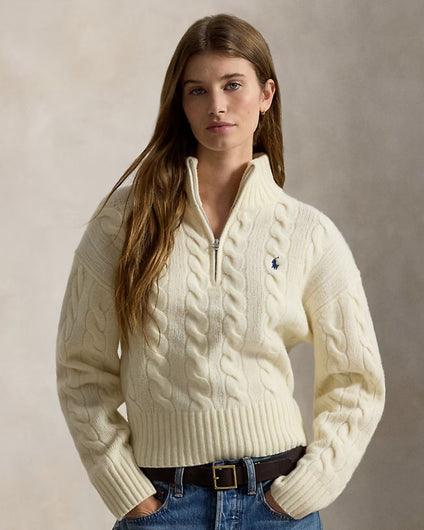 Ralph Lauren Quarter Zip Cable Knit - Authentic Cream