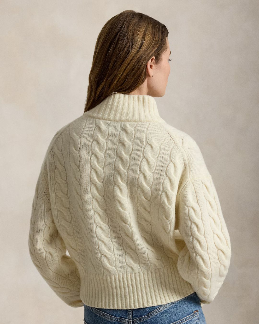 Ralph Lauren Quarter Zip Cable Knit - Authentic Cream