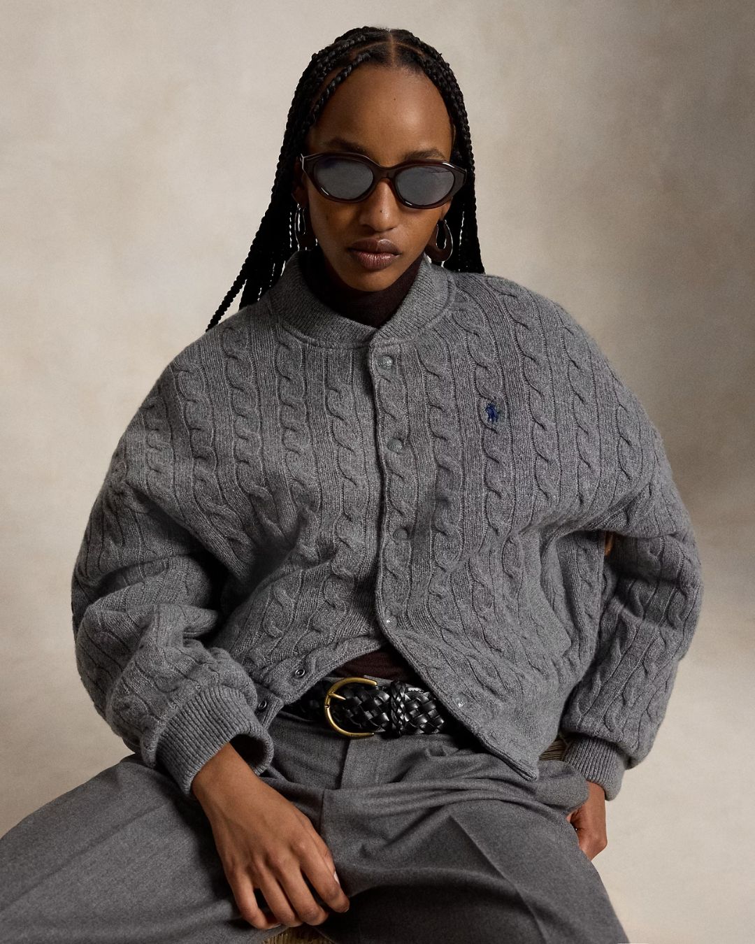 Ralph Lauren Sweater Bomber Coat - Grey