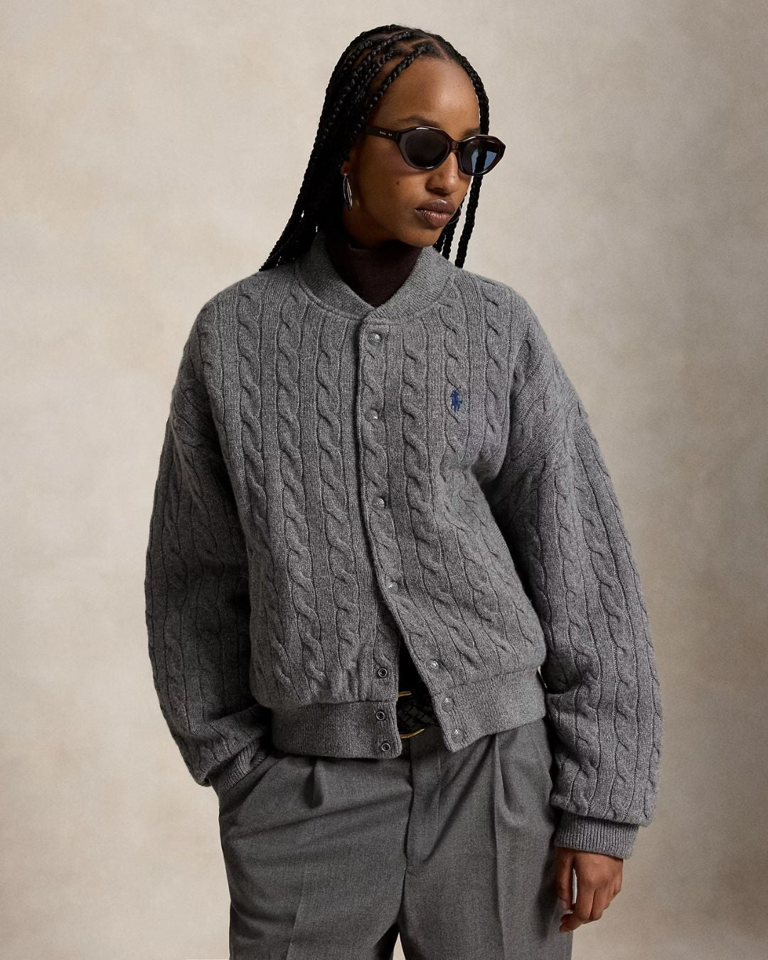 Ralph Lauren Sweater Bomber Coat - Grey