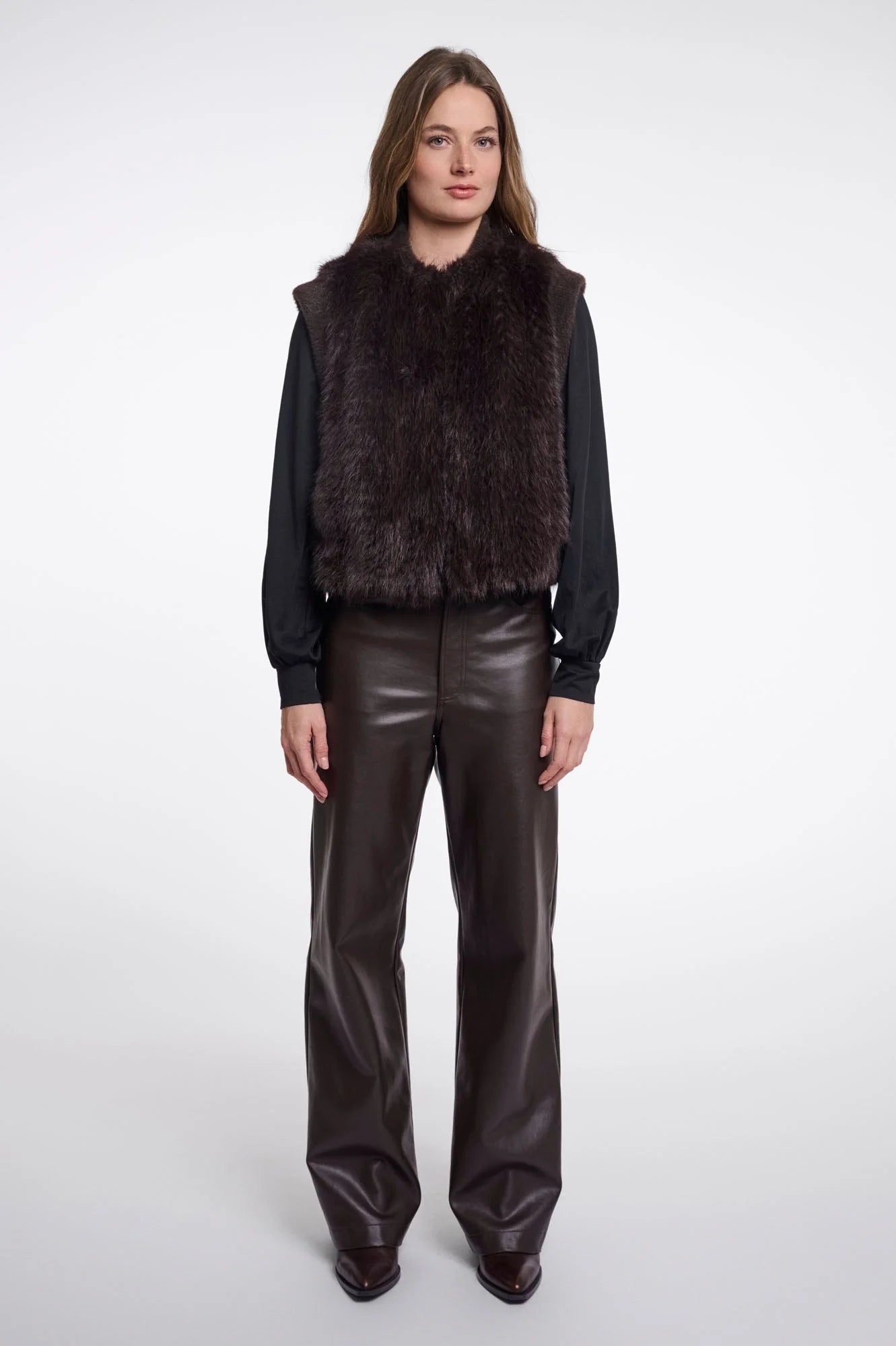 Rino & Pelle Alvita Faux Fur Waistcoat - Peated