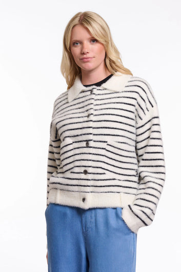 Rino  & Pelle Bubbly Jacket in Black, White Stripe