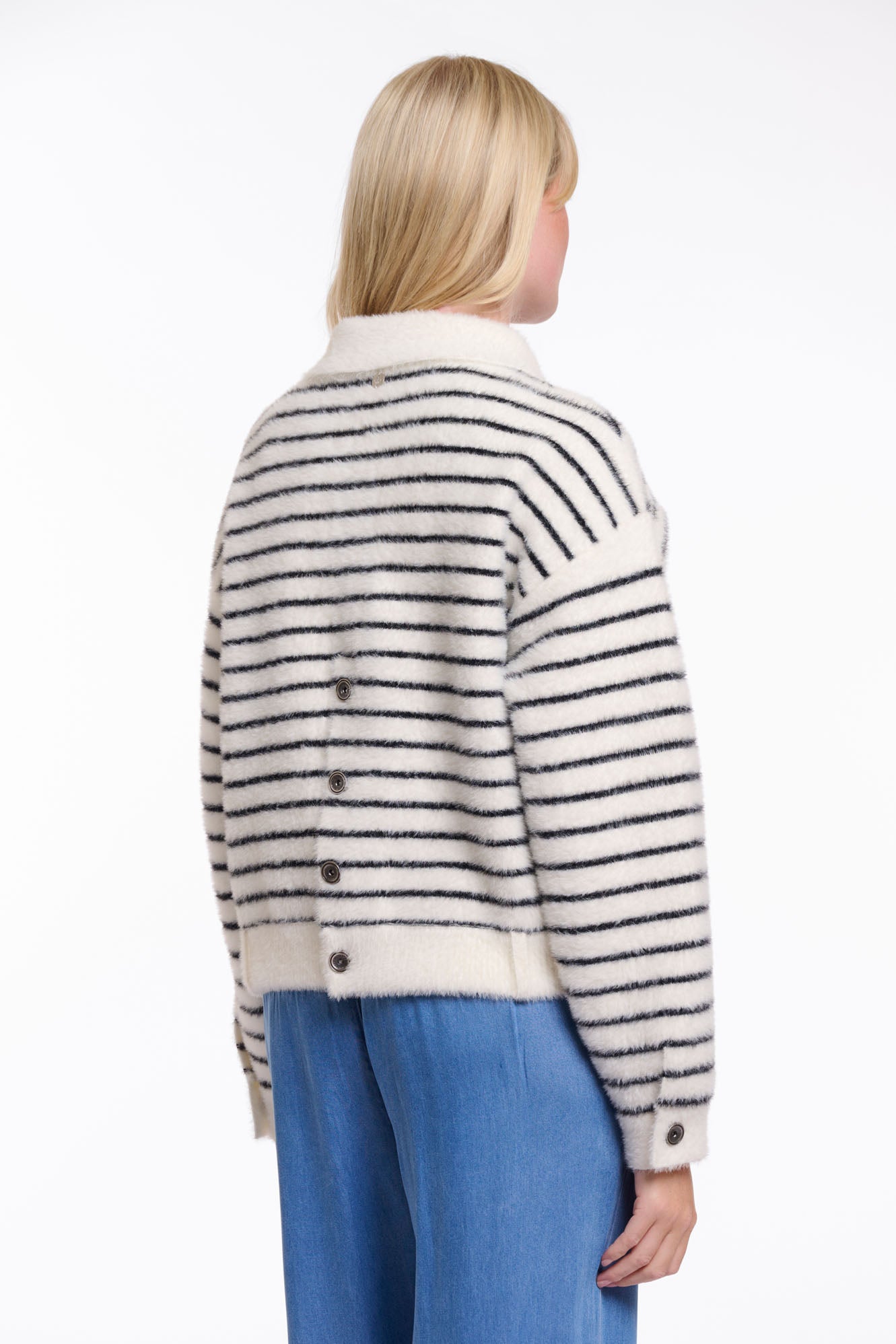 Rino  & Pelle Bubbly Jacket in Black, White Stripe
