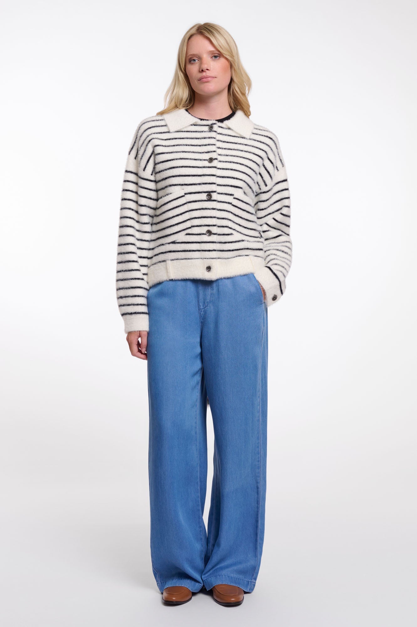 Rino  & Pelle Bubbly Jacket in Black, White Stripe