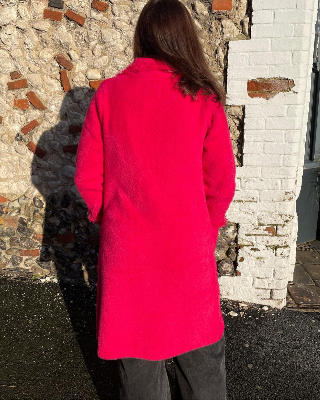 Rino & Pelle Catena Long Fringe Cardi in Pink Punch