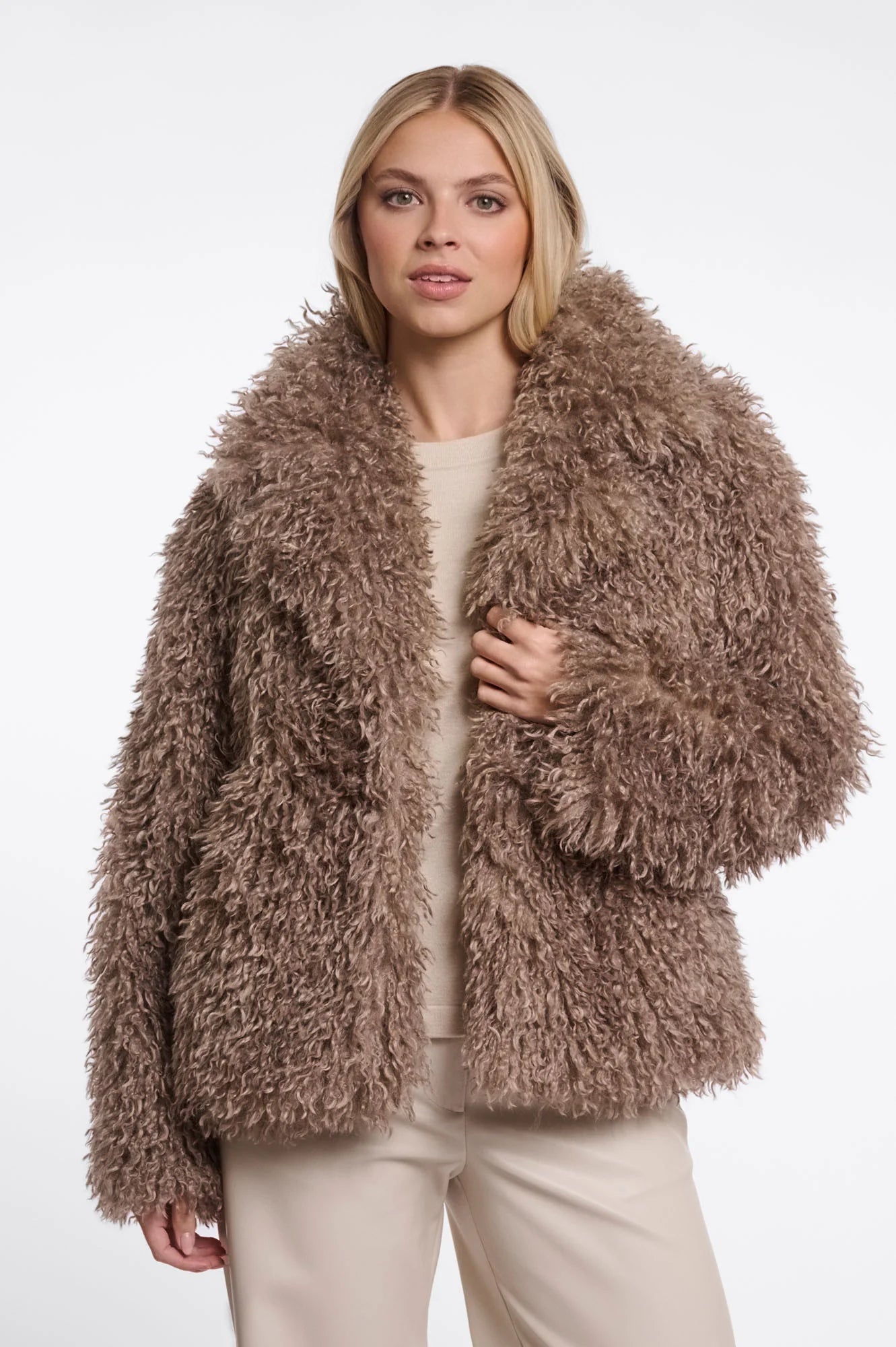 Rino & Pelle Lias Shaggy Jacket - Mocha Latte