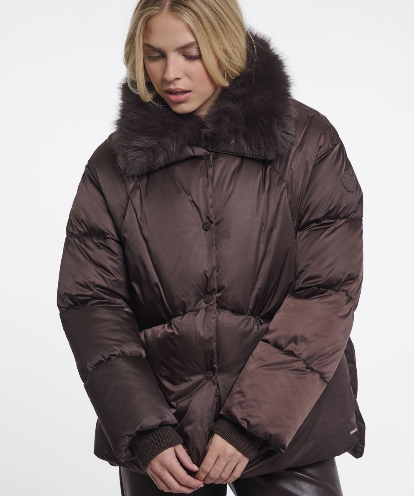 Rino & Pelle Sigi Padded Coat with Detachable Collar - Peated