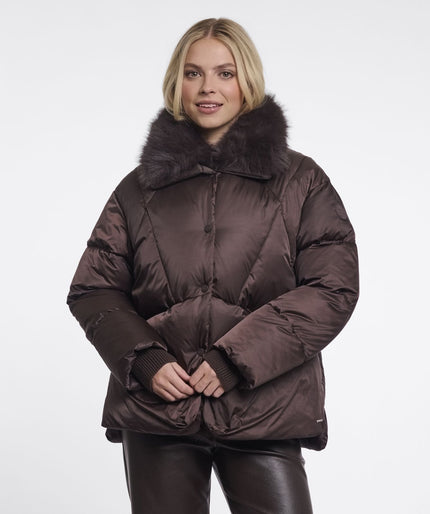 Rino & Pelle Sigi Padded Coat with Detachable Collar - Peated
